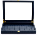 Oirlv Premium Blue Leather Necklace Bracelet Organizer Tray with Acrylic Lid Jewelry Display Case Drawer Insert Jewelry Organizer for women