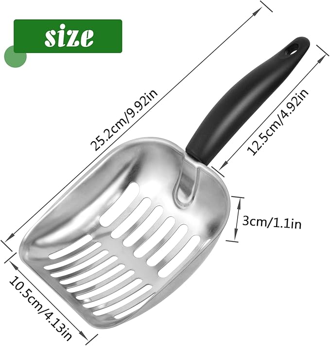 Apidgrowth Cat Litter Scoop -Metal Cat Litter Scoop-Sturdy Mesh Scooper - Mesh Shovel-Easy to Clean - Suitable for Cat Litter Box -Black