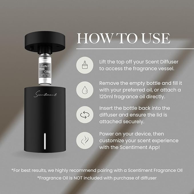 Scentiment Mini V2 LE Diffuser Discovery Kit Limited Edition – Smart Portable Cold-Air Diffuser with Wi-Fi & Touch Controls, Long Battery Life – Includes 3 Luxury Oils (20ml) - Silver