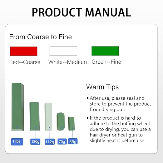 SCOTTCHEN Buffing Polishing Cutting Compounds 12 Oz. Kit - Green Fine/White Medium/Red Coarse - 3 Pack