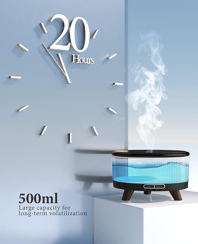 Diffusers for Essential Oils Large Room with Remote, 500ml Aromatherapy Diffuser, 7 Colors Changed Black
