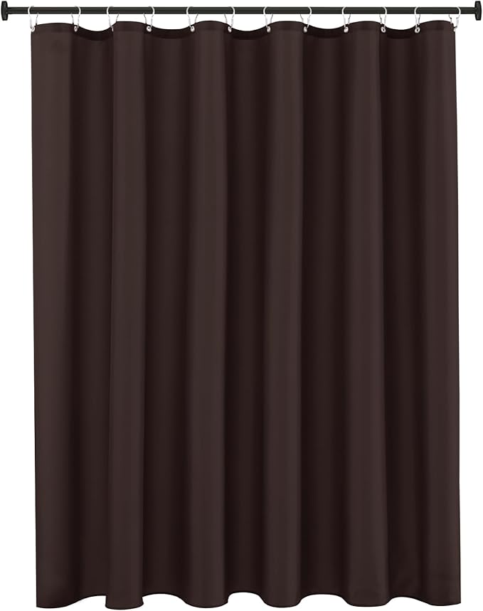 Biscaynebay Quality Fabric Shower Curtain Liner 72" by 72", Brown Water Resistant Bathroom Curtains, Rust Resistant Grommets Top Weighted Bottom Hem Machine Washable