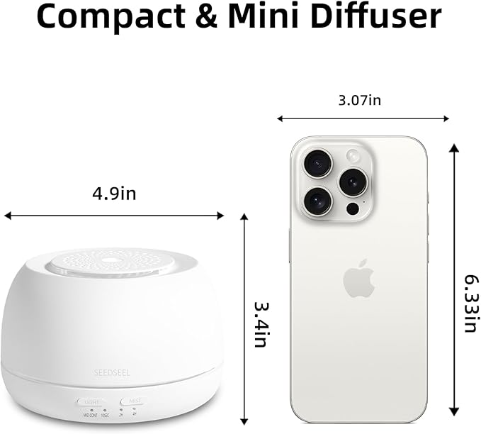 300ML Essential Oil Diffuser - 8 Hours Run Time, Aromatherapy Diffuser with Remote Control, 7-Color LED Lights for Home, Bedroom