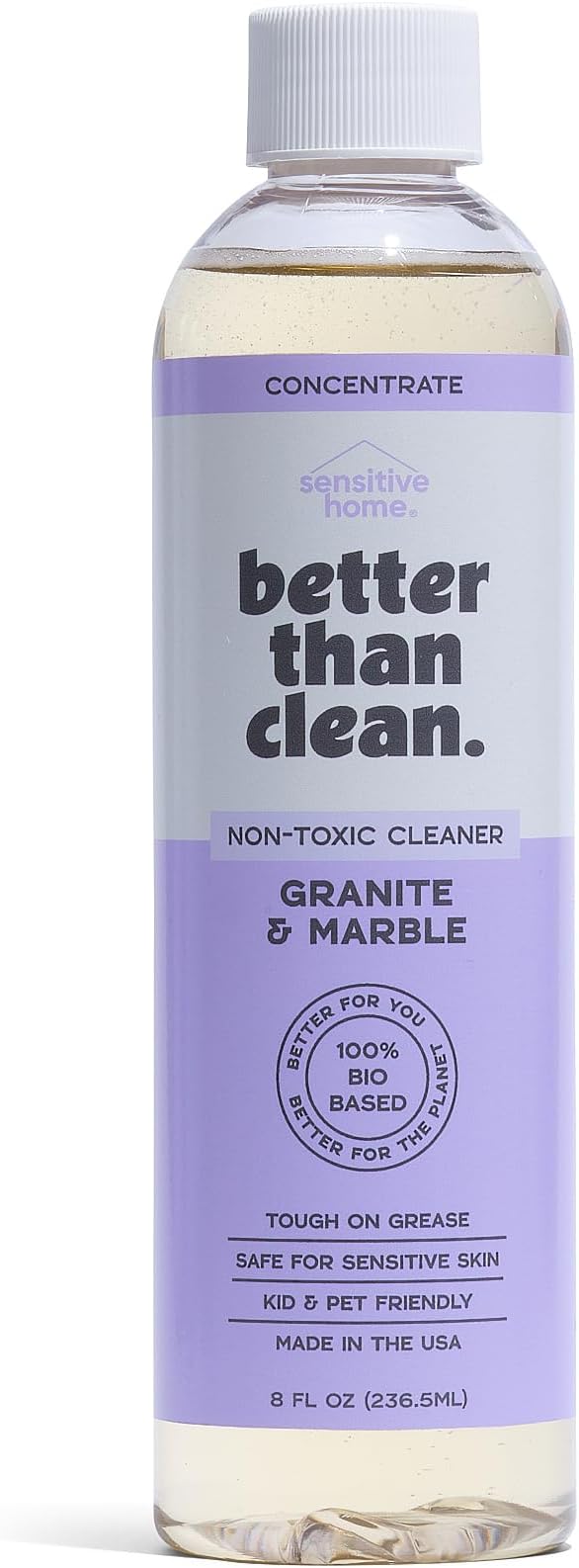 Better Than Clean Marble & Granite Cleaner Concentrate - Plant-Based, Non-Toxic, Fragrance Free Cleaning Products - Slate, Marble, and Natural Stone Cleaner, – 8oz Makes 4 Bottles
