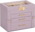 Jewelry Box with 3 Drawers: Display Organizer for Earrings Necklaces - Gifts for Girls Women (Grey Purple)