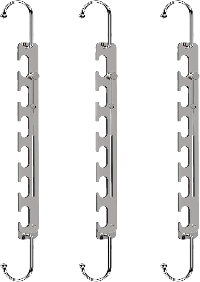 Sindax Space Saving Hangers Telescopic, 6 Holes Clothes Hangers Adjustment to 9 Holes, Upgraded Sturdy Metal Clothes Hangers Space Saving for Heavy Clothes, Closet Organizers and Storage - 3 Pack