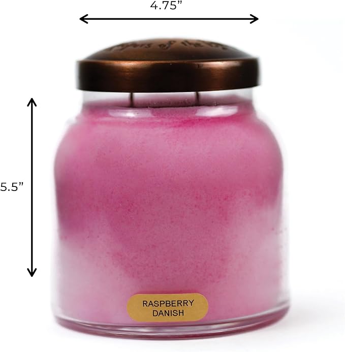 A Cheerful Giver — Raspberry Danish - 34oz Papa Scented Candle Jar with Lid - Keepers of The Light - 155 Hours of Burn Time, Gift for Women, Orange