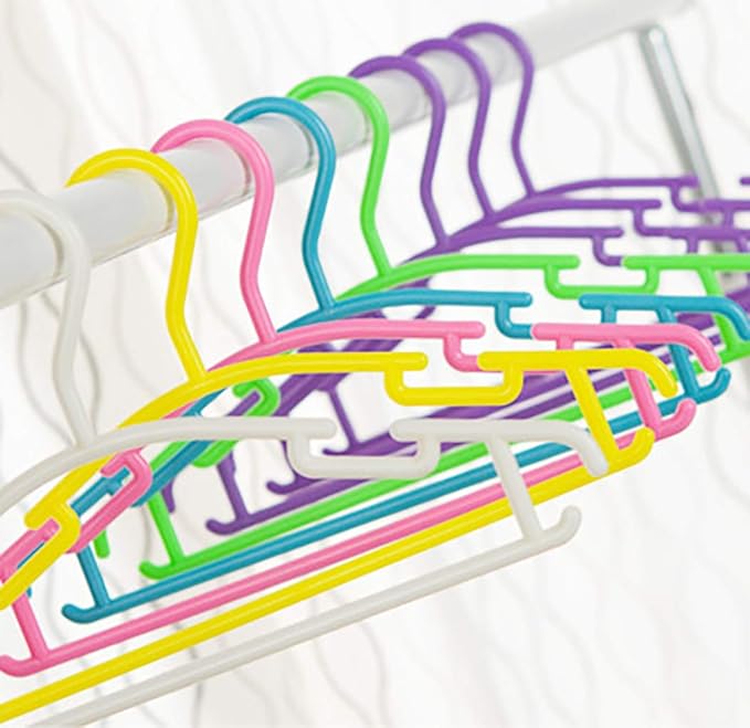 YYaaloa 60pcs Kids Clothes Hangers (6 Colors) Baby Clothes Hangers Childrens Plastic Infant Hangers Very Durable Kids Hangers Toddler's Hangers (6 colors-60pcs)