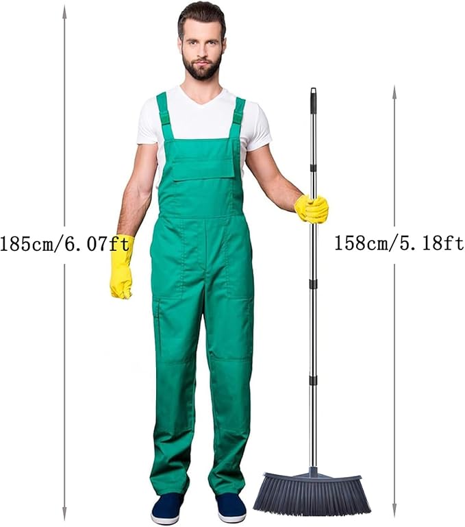 Heavy-Duty Outdoor Broom with 62-Inch Stainless Steel Handle - 36-Inch Wide Plastic Broom Head for Garage, Yard, Sidewalk - No Bend Sweeping, Durable & Lightweight
