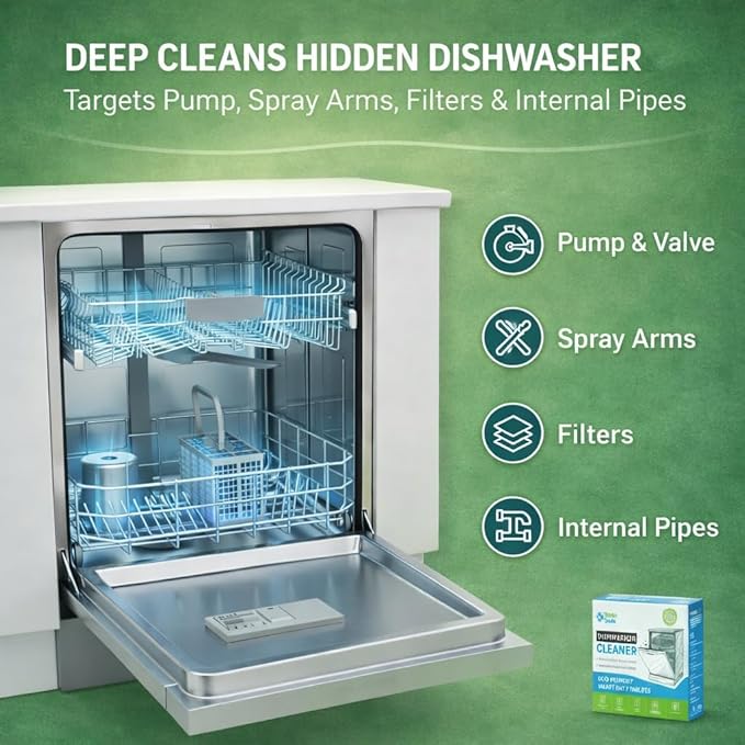 Dishwasher Cleaner and Deodorizer XL Tablets – Heavy-Duty Descaler & Odor Remover for Hard Water, Removes Spots & Residue, Enhance Drying & Shine, 12 Pack (1 Year Supply)