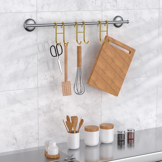 304 Stainless Steel Shower Door Hooks, Gold, 2 Pack Over Shower Glass Door Hook, Rack Hooks, Frameless, Bathroom Hanger, Drilling-Free, Glue-Free, Towel Hooks for 0.47inch Thickness Glass