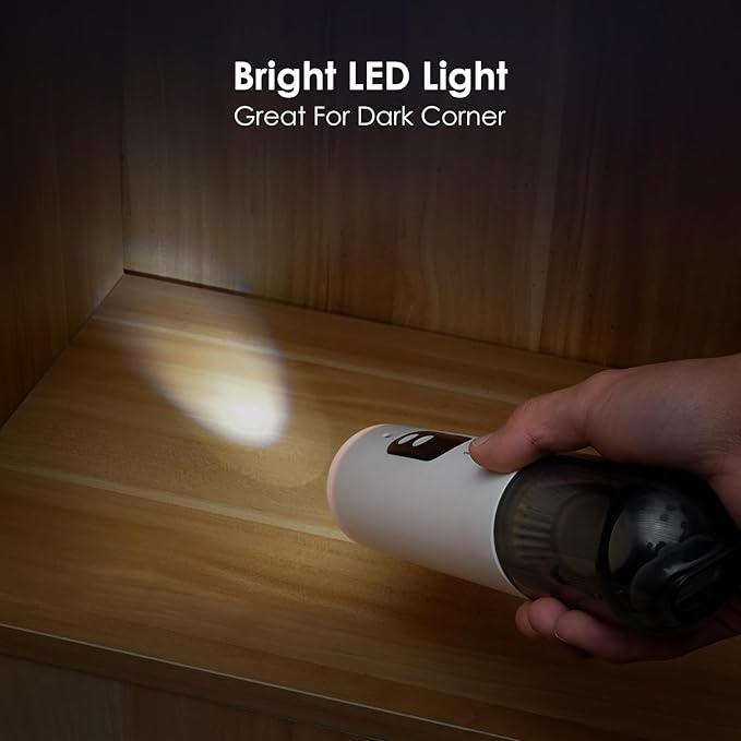 PINXC Mini Vacuum Cleaner Cordless 15000PA High Power,Handheld Car Vacuum, 5 in 1 Portable Vacuum for Car, Home & Pet Hair, Type-C Rechargeable, LED Display,Up to 30 Mins Runtime, Multi-Nozzles