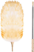 FeelfunFeather Extendable Cleaning Duster,Extra-Long Telescoping Feather Dusters with Stainless Steel Extension Pole Up to 100" for Cleaning High Ceiling Fan, High Ceilings,Furniture