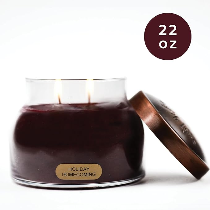A Cheerful Giver - Holiday Homecoming Mama Scented Glass Jar Candle (22oz) with Lid & True to Life Fragrance Made in USA