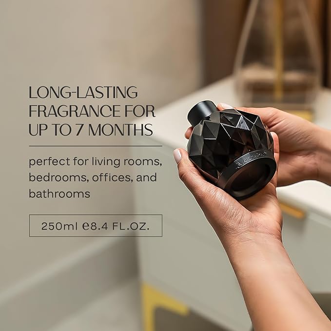 AromaPlan Luxury Reed Diffuser, Cozy Cashmere Scent Diffuser (8.5 fl oz, 250ml)- Natural Reed Diffusers Set, Includes Reed Diffuser Sticks & Fragrance Oil in a Glass Bottle- Home, Bathroom, Hotel