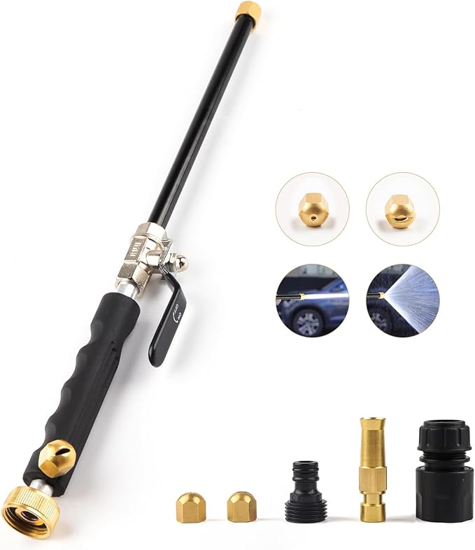 Hydro Jet High Pressure Power Washer Gun, Power Washer Hose Jet Nozzle Wand, Pressure Washer Gun Attachment, Garden Hose Wand for Window Hose Car Washing