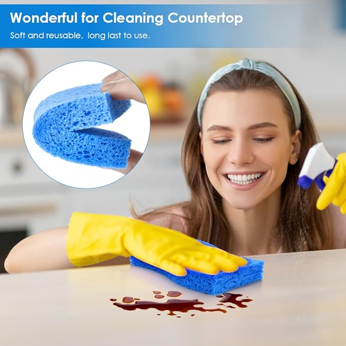 Wsivoiv 8 PCS Dish Sponges Kitchen, Premium Blue Dish Washing Kitchen Sponge, Compressed Cleaning Sponges for Cleaning Kitchen and Bathroom, Non Scratch Scrub Sponge, Cleans Quickly and Well