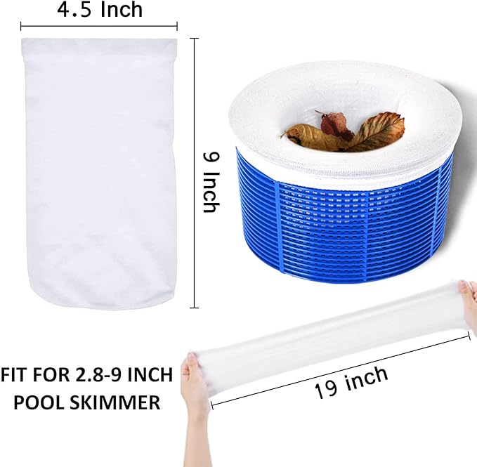 100 Pack Pool Skimmer Socks, Pool Filter Socks Works Perfect with Pool Skimmer for Inground and Above Ground Pool Skimmer Basket/ Hot Tub Filter, Ultra Fine Mesh Socks Filter Debris and Leaves