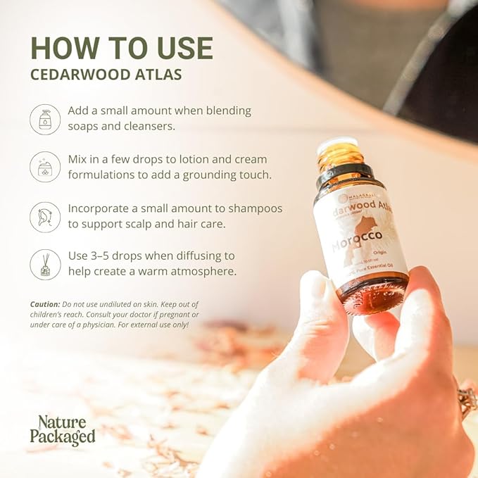 Pure Cedarwood (Atlas) Essential Oil (22lbs) - Direct from Malagassi Essential Oils Farm in Morocco - Essential Oils for Diffusers and Aromatherapy | Pure Therapeutic Grade