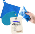 Silicone Dish Sponge Dish Scrubber (Oval and Square) - Dual-Sided, Food Grade Silicone Sponges for Dishes and Housecleaning 2-Pack