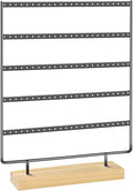 5 Tier 120 Hole Earring Holder Organizer, Rust Proof Metal and Wooden Base Jewelry Organizers and Storage for 60 Pairs of Earrings, Suitable for Home Storage and Sales Display