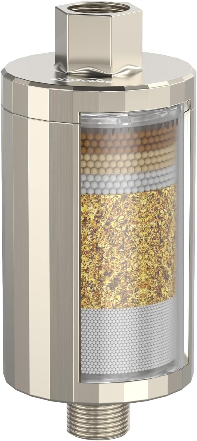 ALL METAL Shower Head Filter – KDF 55 Shower Filter Vitamin C E&A for Hard Water, High Pressure Universal Shower Water Filters to Reduce Toxic Chemicals, Chlorine and Heavy Metals,Brushed Nickel