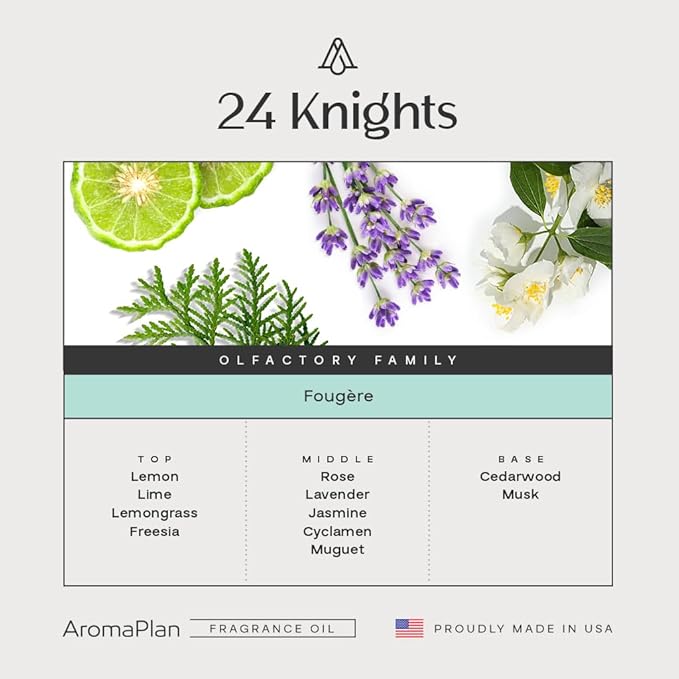 AromaPlan Hotel Scents 24 Knights 5 Fl Oz (148ml), Home Luxury Aroma & Hotel Fragrance Diffuser Oil- Hotel Diffuser Oil for Aromatherapy- USA Made, Bigger Bottle, Bolder Aroma & Longer Lasting