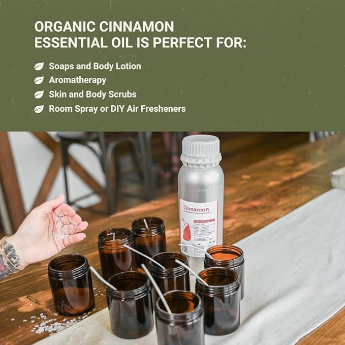 Organic Cinnamon Essential Oil - Direct from Sri Lankan Essential Oils - 100% Pure - Natural Aceite de Canela for Aromatherapy & Wellness - Premium Grade (15ml)