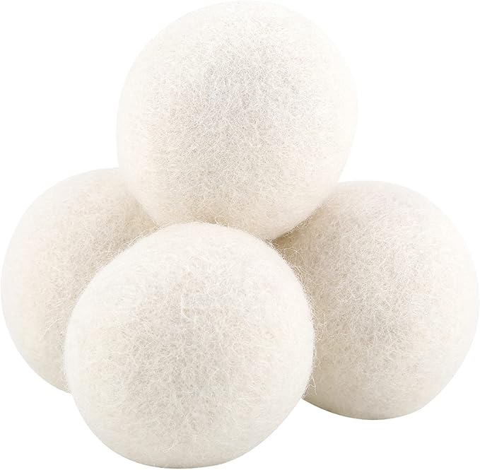 6 Pack 6cm Wool Dryer Balls Reusable Fabric Softener & Static Reducer for Laundry Natural Felted Drying Balls to Speed Up Drying Soften Clothes Reduce Wrinkles & Noise