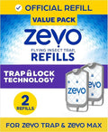 Zevo Plug-in Flying Insect Trap Refills, 2 Cartridges, Safe Indoor Bug Control for Home Use