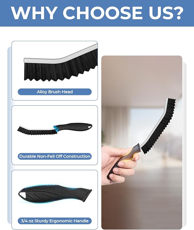 Cleangor Crevice Cleaning Brushes, Cleaner Scrub Brush Tool for Hard to Reach Tight Space, Home Essentials, Serrated Scrub Brushes, Cleaning Supplies for Shower, Bathroom, Kitchen, Toilet (2, Black)
