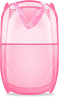 Buyongwant Collapsible Pop Up Laundry Hamper, Extra Large Mesh Foldable Laundry Basket, 28" x 16" x 16"(Pink)
