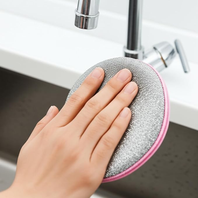 Anphly Kitchen Double-Sided Dishwashing Sponge Scrubber for Pots and Pans Cleaning Cloth Household Dishcloth Scouring Pad Pink 10 pcs Yellow 10 pcs