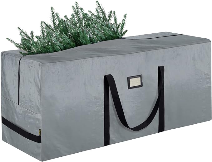 BALEINE 9 ft Christmas Tree Storage Bag, Heavy Duty Extra Large Artificial Christmas Tree Bag with Reinforced Handles and Dual Zippers Wide Opening (Gray, 9 ft)