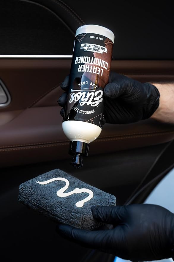 Ethos Car Leather Cleaner and Conditioner 16oz – Leather Seat Cleaner & Conditioner with UV Protection for Car Interior, Couch, Jacket, Boots – Cleans and Conditions Vinyl & Plastic Surfaces