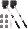AstroAI Windshield Cleaning Tool, Car Window Cleaner Windshield Cleaner with 8 Reusable and Washable Microfiber Pads and Extendable Handle Auto Inside Glass Wiper Kit, Gray, 2 Pack
