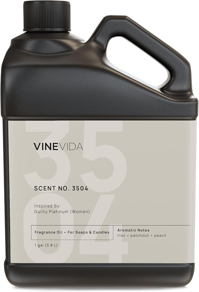 VINEVIDA Scent NO. 3504 Fragrance Oil - 1 Gallon (8lbs) - Inspired by: Guilty Platinum (Women) Fragrance Oil for Candle Making - Made in USA Candle Scents Scents for Soap Making