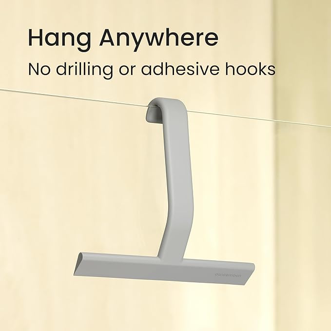 dancemoon JustHang Shower Squeegee for Glass Doors, All-One-Piece Silicone with Built-in Hook Design for Easy Hanging, Household Window Mirror Squeegee for Bathroom, Glass, Kitchen, Tile Wall, Car