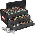 HOLDN’ STORAGE Christmas Ornament Storage Box with Dividers, Holds 72 Ornaments (3 Inch), Large Ball Storage Container with 3 Removable Trays, Durable and Portable - Black