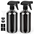 Bontip Glass Spray Bottle, Black Glass Spray Bottle Set & Accessories Refillable for Plants Window Cleaners Aromatherapy Facial hydration Watering Flowers Hair Care (2 Pack/16oz) (Black)