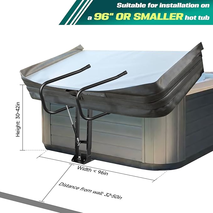 Hot Tub Cover Lift, Spa Cover Lifts Heavy Duty Cover Hydraulic Lifter Universal Assist Hot Tub Cover Lifter Removal System Reinforced Brackets Easy Assemble Fits Various Spas & Hot Tubs