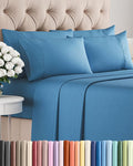 King 6 Piece Sheet Set - Comfy Breathable & Cooling - Ultra-Soft Hotel Luxury Bedding Set with 8-16 Inch Deep Pockets - 1 Flat & 1 Fitted Sheet & 4 Pillowcases - Wrinkle Free & Easy Care - Denim Blue