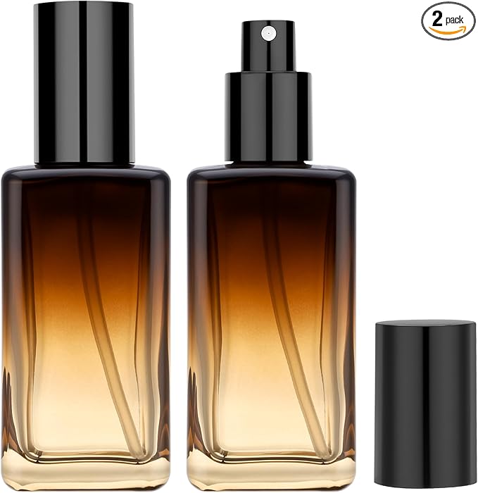 Segbeauty 3.4oz Amber Glass Spray Bottles Refillable Perfume Atomizer, 2pcs Fine Mist Travel Glass Empty Bottle Sprayer for Hair, 100ml Perfume Travel Spray Bottles for Toiletries Cosmetic Containers