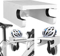Wooden Bike Wall Mount Rack with Shelf and Hooks for Home, Space-Saving Indoor Horizontal Bike Storage Rack for Garage, Wood Wall Mounted Bike Hangers for Single Road, Mountain Bicycle