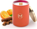 MyrrhUSA Orange Cinnamon Scented Candle – 15oz Natural Soy Wax with Crackling Wooden Wick & Essential Oil | 80 Hour Burn | Luxury Aromatherapy Candle for Relaxation, Home Décor, Living Room & Bathroom