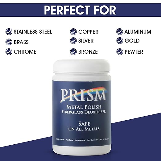 Prism Polish Metal Polish 32 Oz - Achieve a Brilliant Shine on Aluminum, Chrome, Stainless Steel, Brass, Silver, Nickel, Gold, Silver and More. Safe for Boat, Car, Motorcycle, Home and Business.