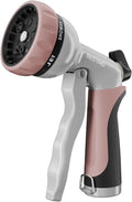 RESTMO Garden Hose Nozzle, Heavy Duty Metal Water Nozzle with 7 Adjustable Spray Patterns, High Pressure Hand Sprayer with Flow Control, for Watering Plants & Lawns, Washing Cars & Pets, Rose Gold