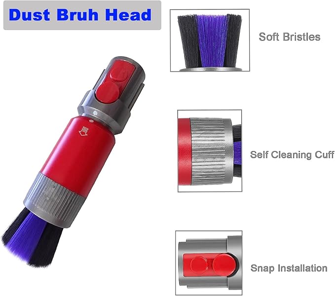 Self-Cleaning Replacement Dust Brush for Dyson V7 V8 V10 V11 V15 Vacuum Cleaner Traceless Ultra Soft Bristles Dust Brush for Keyboard Screens Furniture Dust Remover