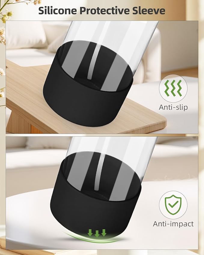 Worldgsb 4 Pack Glass Spray Bottles 8 oz, Empty Refillable Containers with Silicone Sleeve Protection, Glass Spray Bottles for Cleaning Solutions, Hair and Plants with Adjustable Nozzles Black&White