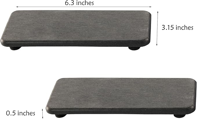 NiuYichee 2 Pcs Water Absorbing Stone Trays, Kitchen/Bathroom Sink Soap Dish, Diatomite Tray Used for Hand Soap & Cosmetic Bottles in The Modern Home, 3.15" W x 6.3" L, Dark Gray
